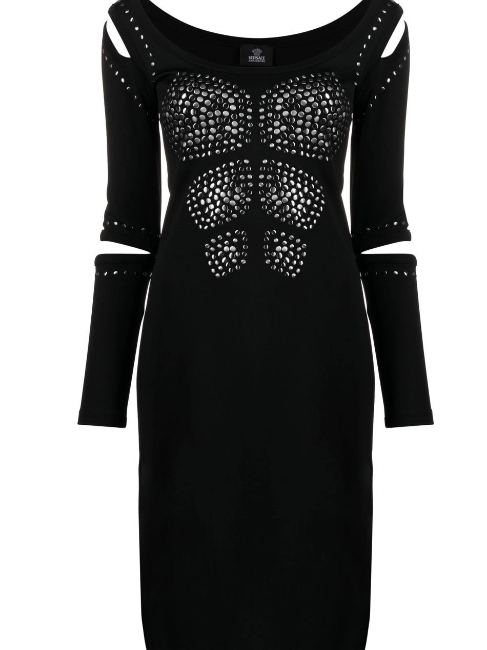 fitted 2010 studded dress Women Versace cut-out 0823